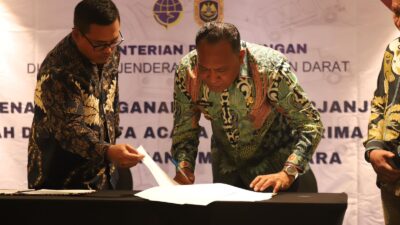 Bupati Usman Sidik dan Kemenhub Teken MoU Tentang Hiba BMN Sejumlah Pelabuhan Penyebrangan