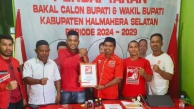 Tunjukan Keseriusan Maju Pilkada Halsel, Rusdi Somadayo kembalikan berkas Pendaftaran Cakada ke PSI